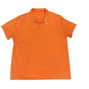 Nike‎ Dri-FIT Mens 2XL Orange Striped Golf Polo Shirt Short Sleeve